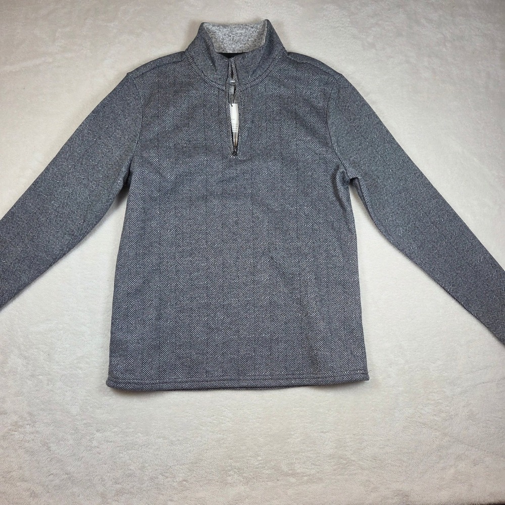 Thomas Sterling Mens Black Charcoal Herringbone Quarter Zip Pullover M 110042231
